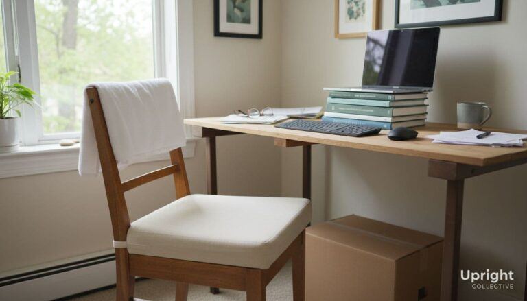 Home office chair fixed for ergonomics using towels, cushions, and proper height without buying a new chair.